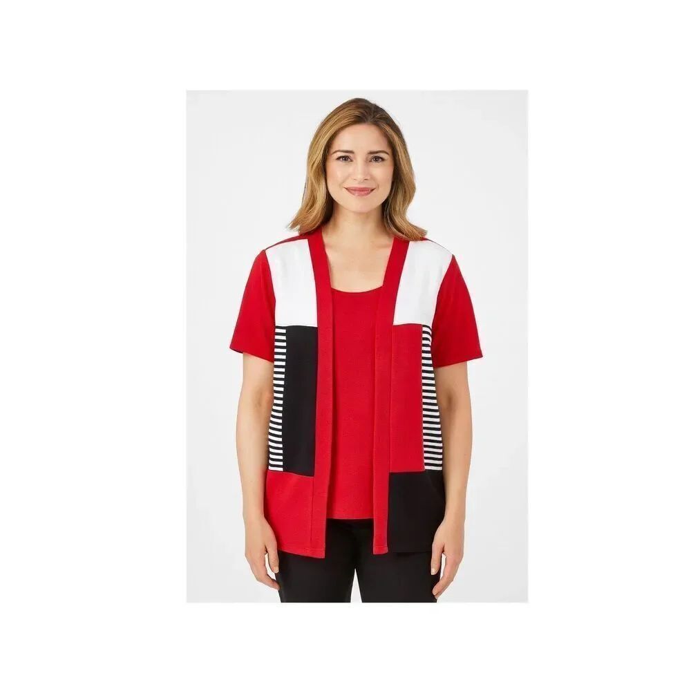 Vintage Another Thyme size XL red white blue knit cardigan